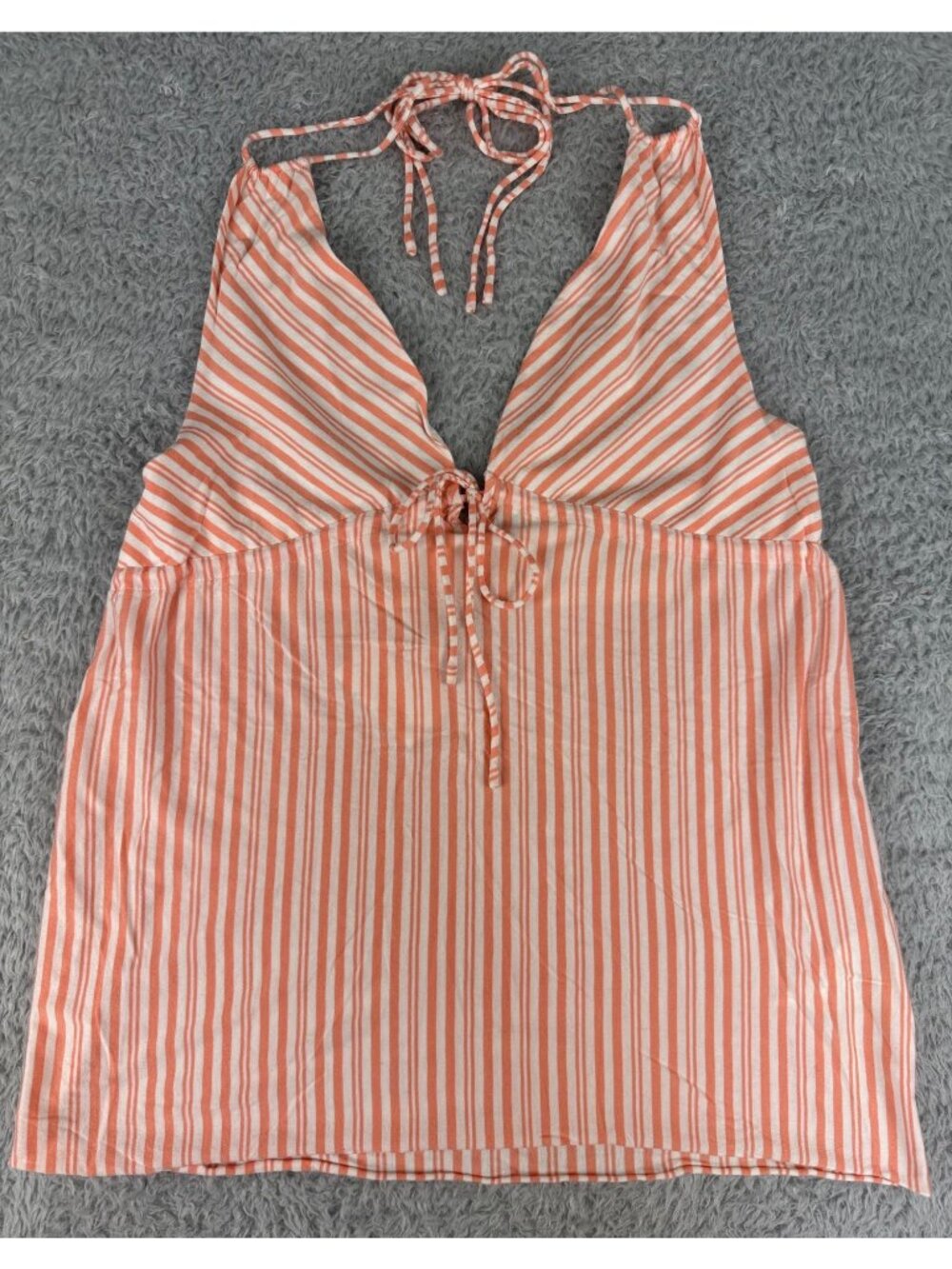 J.Crew Melon Striped Halter Charlotte Top S Tie Front Summer Style Beach Casual - Picture 5 of 15
